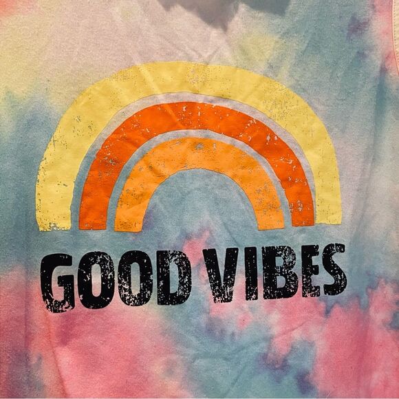 Good Vibes Tie Dye Tank Oversized Small - Picture 2 of 5